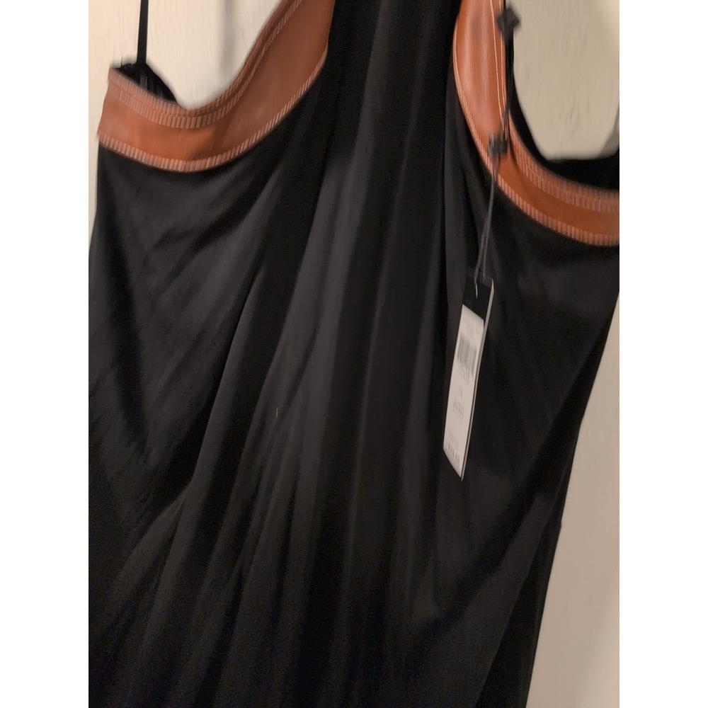 NEW BCBG MAXAZRIA KATRYN FUAX LEATHER INSERT ASYMETRIC DRESS SZ L - Picture 4 of 10